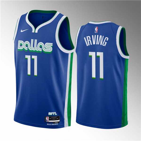 Mens Dallas Mavericks #11 Kyrie Irving Blue 2022-23 City Edition Stitched Basketball Jersey Dzhi